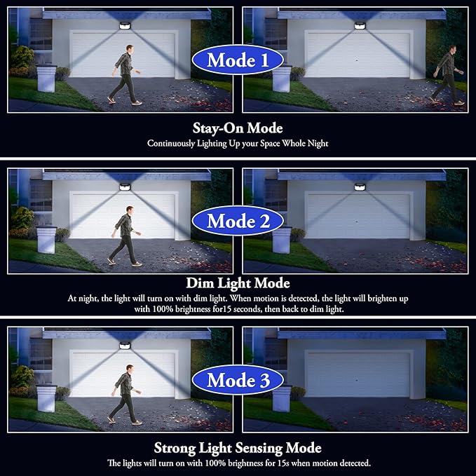 6-Pack Solar Wall Lights Outdoor with 3 Modes & Reflector, Waterproof Bright 178 LEDs Motion Sensor Security Lights, Solar Powered Flood Lights for Patio Garden Yard Porch Garage Front Door