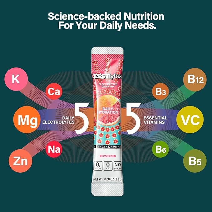 40 Sticks Sugar Free & 0 Calorie Electrolyte Hydration Packets, Low Sodium Lightly Sweet Electrolyte Powder Drink Mix, Liquid Daily IV Flavors | Grapefruit