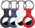Linsaner [4 Pack] Holder for AirTag 2nd Gen (2026) & 1st Gen, Silicone Case Keychain Key Ring, Protective Cover for Apple for Air Tags, GPS Finder Accessories,Black/Blue/White/Red