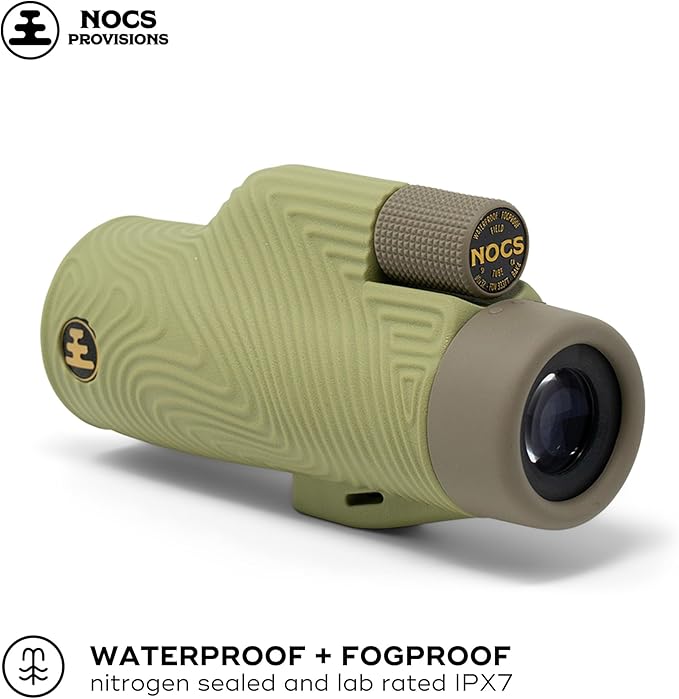 Nocs Provisions Field Tube 10x32 Waterproof Monocular, 10X Magnification Telescope, Bak4 Prism, Wide Field of View for Bird Watching, Backpacking & Wildlife Viewing - Ponderosa Green