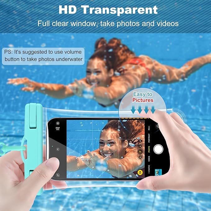 Waterproof Phone Pouch 2 Pack, IPX8 Waterproof Phone Case for iPhone Galaxy Pixel Up to 7 Inch, Cell Phone Dry Bag Beach Vacation