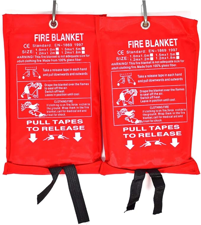 Parcil Safety PD-452 Emergency Fire Blanket (Pack of 2) Car Emergency Kit Fire Extinguisher for Home & Kitchen, Woven Fiberglass Household Essentials, Chemical Free, No Mess, Large