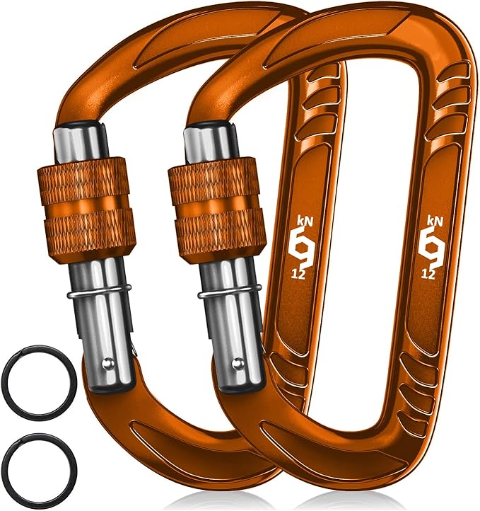 Rhino Produxs 12kN (2697 lbs) Heavy Duty Carabiner Clips, for Securing Pets, Outdoor, Camping, Hiking, Hammock, Dog Leash Harness, Keychains
