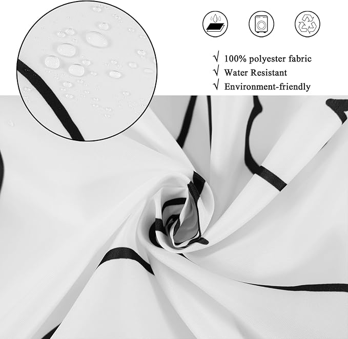 Cat Shower Curtain, Black and White Funny Cats Cute Sketching Kitten with Different Postures Bathroom Curtain Waterproof Fabric Machine Washable with Hooks, 72" Wx96 L