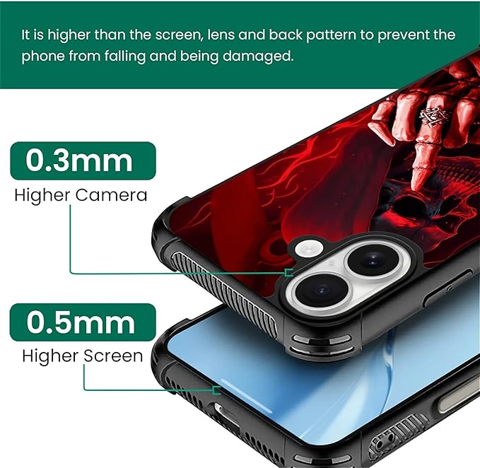 for iPhone 17 Case,for MagSafe Graphic Design for Girl Boy Soft Silicone Hard Acrylic Shock Protection Designed for iPhone 17 Gestures Funny Skull Pattern