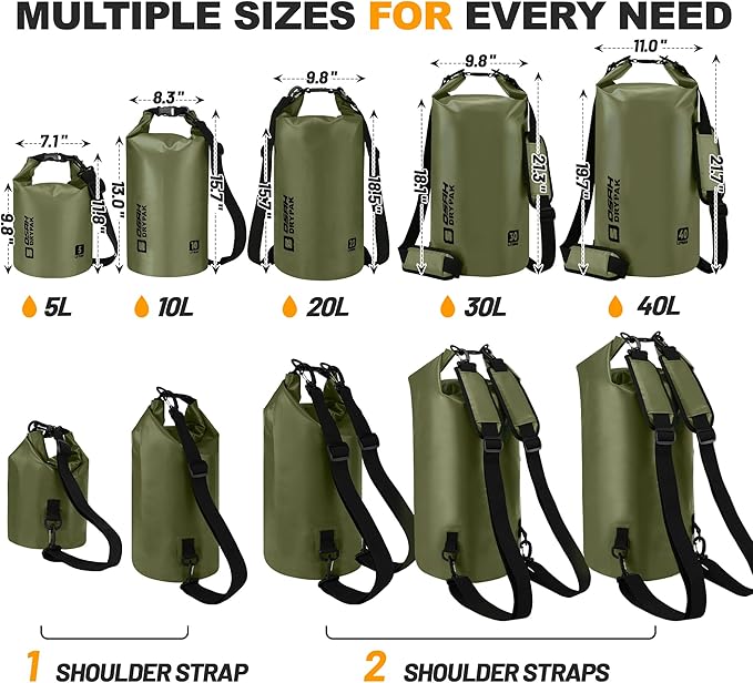 Waterproof Dry Bag, 5L/10L/20L/30L/40L Roll Top Lightweight Storage Backpack with Phone Case for Women & Men, Floating Waterproof Sack for Travel, Swimming, Kayaking, Paddle Board, Camping & Beach