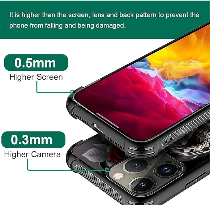 for iPhone 15 Pro Max Case, Entwined Rose Snake Pattern Graphic Design Girl Boy Soft Silicone Hard Acrylic Shock Protection for iPhone 15 Pro Max
