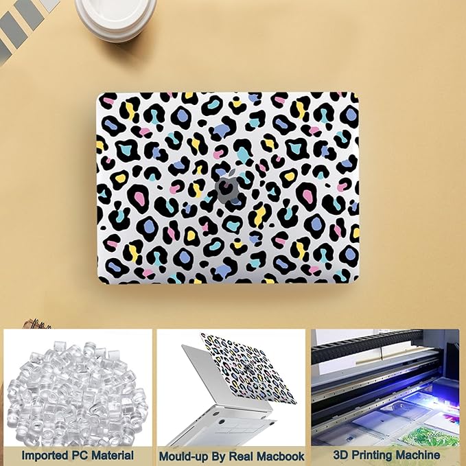 Laptop Cover for MacBook Air 11 inch Case 2015-2010 Release (Model A1465 A1370),Anti-Cracking Plastic Hard Shell Case & Keyboard Cover for Apple Mac Air 11.6",Cheetah Print