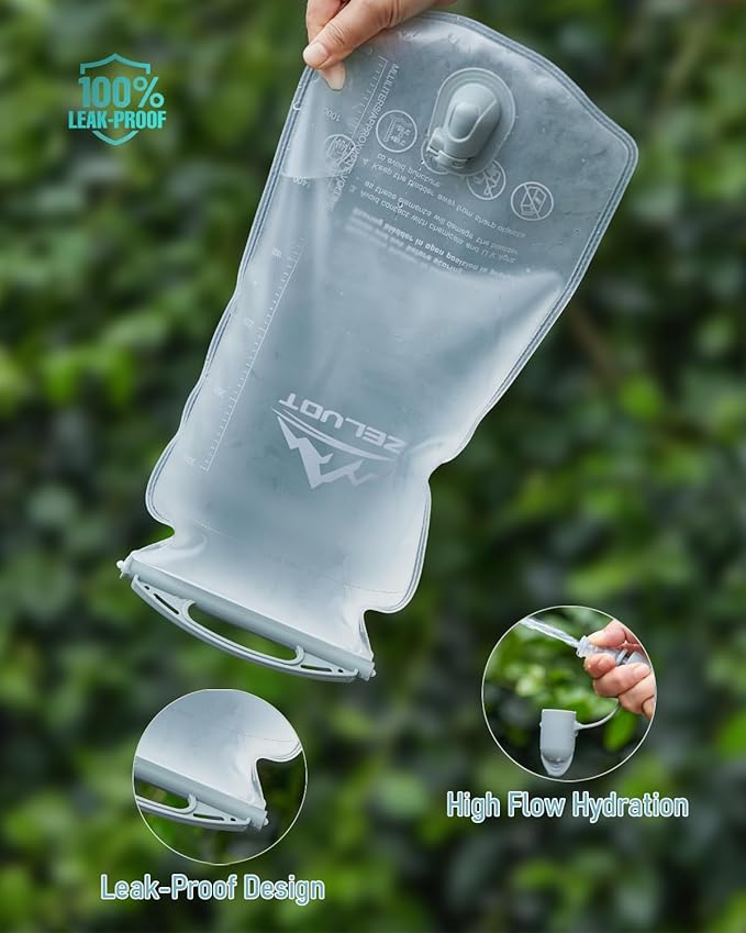 Zelvot 2L-3L Hydration Bladder Kit, 6 in 1 Water Bladder for Hiking Backpack, BPA Free Leakproof Water Storage Bladder with Cleaning Kit, Water Pouch Hydration Pack