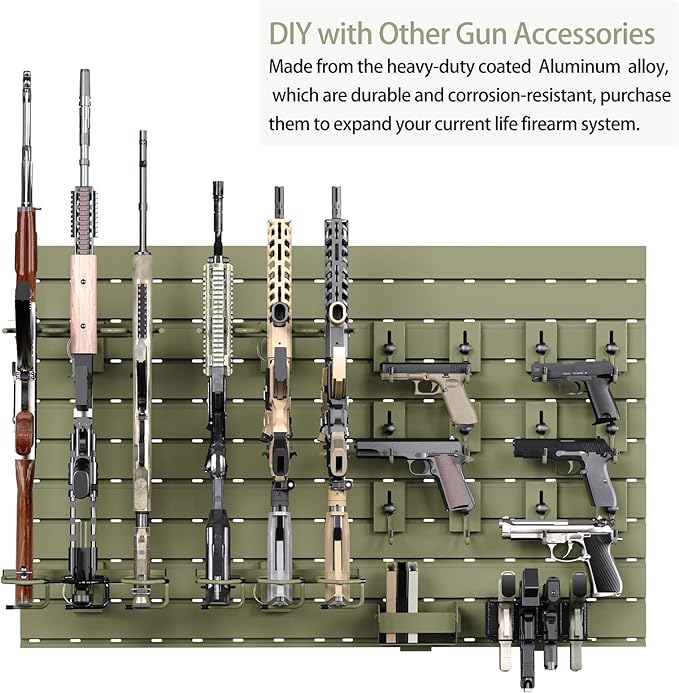 Gun Racks for Wall, Heavy-Duty Aluminium Slatwall Panels Gun Wall Mount Storage, 10 Pieces Panels
