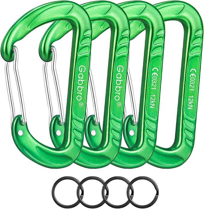 Gabbro Carabiner Clips Heavy Duty 12kN (2697 lbs), Wiregate Aluminum Lightweight Caribeener for Hammock, Hiking, Camping, Water Bottle, Dog Leash Harness, Keychains