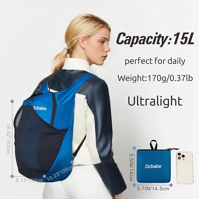 Ultra Lightweight Foldable Backpack,Water Resistant Small Packable Hiking Daypack Outdoor Camping Travel Bag