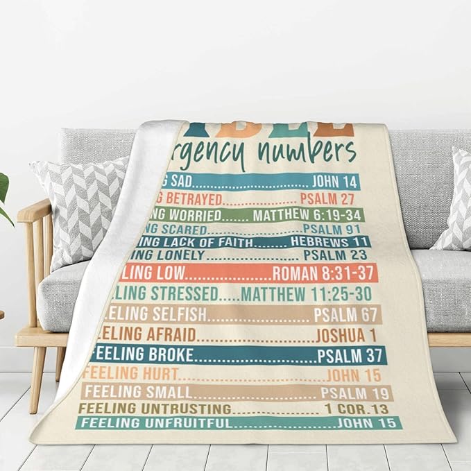 Jakayla Bible Emergency Numbers Christian Blanket Christian Gifts for Women Scripture Comfort for Every Emotion Inspirational Gifts 50" x 60"
