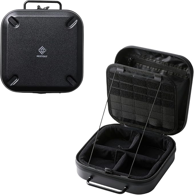 ELECOM NESTOUT Gear Storage Case, Lightweight Hard Shell, Water-Resistant, Stackable Organizer with Padded Dividers, Impact Resistant, Fits Travel Outdoor Batteries Tech Accessories (Black)