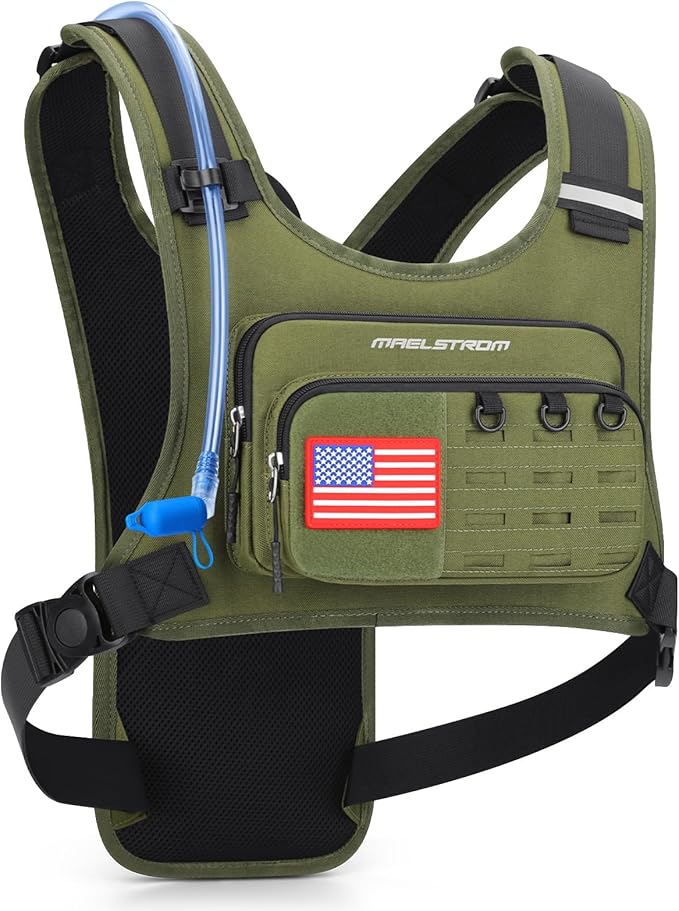 Maelstrom Running Vest, Detachable Hydration Backpack for Men Women with 2L Water Bladder & Chest Pack, Breathable Hiking Water Backpack for Cycling, Climbing, Marathon