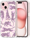 MOSNOVO Case for iPhone 15 Plus/iPhone 14 Plus, [Buffertech 6.6ft Military-Grade Drop Protection] [Anti Peel Off Tech] Clear TPU Bumper Phone Case Cover Design - Pink Leopard