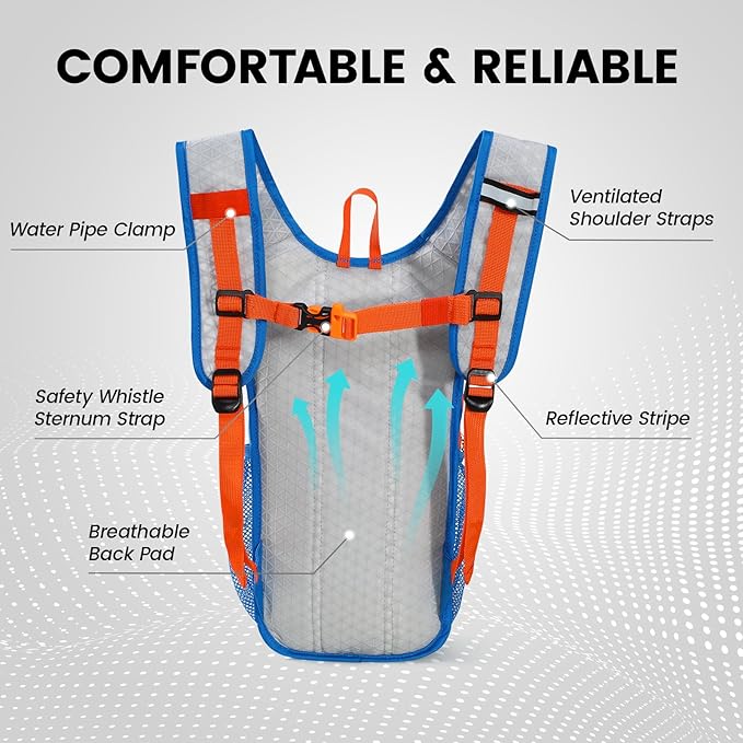Nepest Kids Hydration Backpack, Mini Water Backpack with 1.5L Water Bladder for Hiking Cycling Running