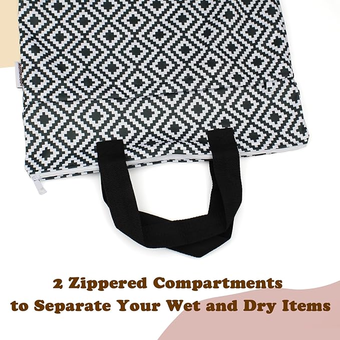 Mama Koala Reusable Hanging Wet Dry Bags for Baby Items, Cloth Diapers, Swimsuits, Travel, Gym Clothes, Beach, Pump Parts, Toiletries, Two Zippered Pockets, 2 Pack (W007L)