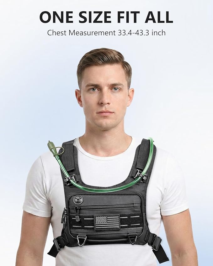 Running Vest with 2L Water Bladder, Lightweight Chest Pack Hydration Backpack with Gear Holder, Reflective Chest Rig for Men Women Hiking Cycling Marathon Runner Gifts