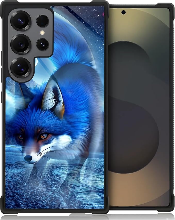 for Samsung Galaxy S25 Ultra Case,Graphic Design for Girl Boy Soft Silicone Hard Acrylic Shock Protection Designed for Samsung Galaxy S25 Ultra Snowy Mountain Fox Lake Pattern