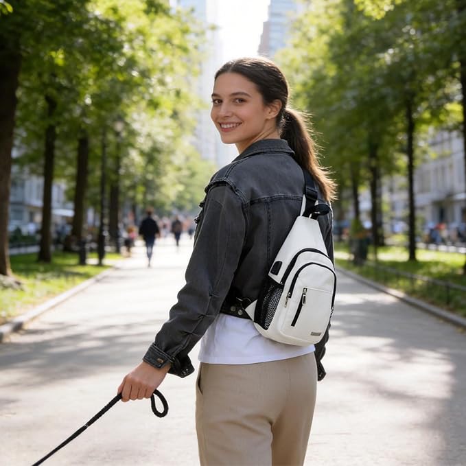 JENAGREEN Waterproof Sling Backpack Crossbody Sling Bag for Women Men, Multipurpose Travel Hiking Adjustable Chest Bag Casual Daypack