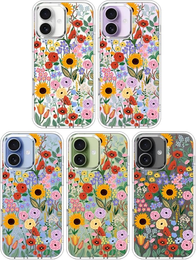 MOSNOVO for iPhone 17 Case | Military Grade 6.6ft Drop Tested | Camera Control | Clear with Blossom & Bloom Design