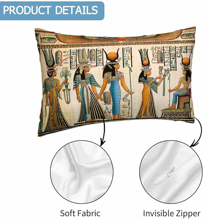 Old Egyptian Empire Couch Pillow Covers 12 X 20 0 Set of 2 Pillowcases Rectangular Velvet Outdoor Cushion Pillow Cases Decorative for Home Bed Sofa Couch Hotel