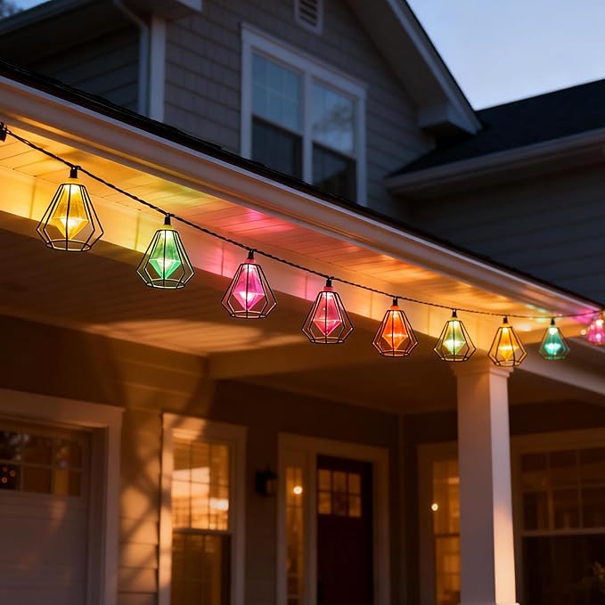Vigdur Lantern String Lights - Muiticolor Deorative String Lights with 10 LED Bulbs Connectable, Indoor String Light for Bedroom Party Holiday Cottagecore Decor