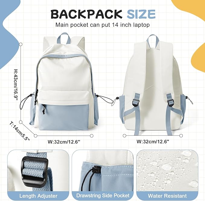 BJLFS Blue White Backpack for Women Men, Gym Backpack for Women Foldable Outdoor Weekender Gym Bag, Waterproof Sports Back Pack & Dance Yoga travel Bag