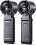 KIMMOO 2 Pack Black Portable Handheld Turbo Fan-100 Speeds, Powerful 20000 RPM, 12Hrs Cooling, USB Rechargeable Mini Hand Held Personal Fan for Travel Makeup Outdoor Indoor