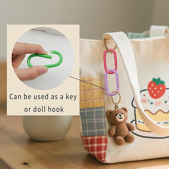16 Pcs Carabiners Clip,Oval Shape Cute Carabiner Keychain Clip Aluminum Hook Accessories