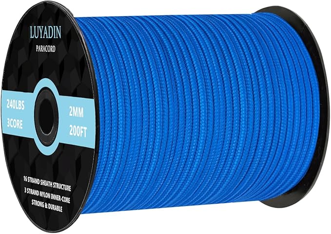 Paracord 240lb - Diameter 2mm Micro Utility Cord -3 Strand Parachute Spool Cord - 100ft 200ft,Paracord for Camping,Hiking,Fishing,Outdoor and DIY