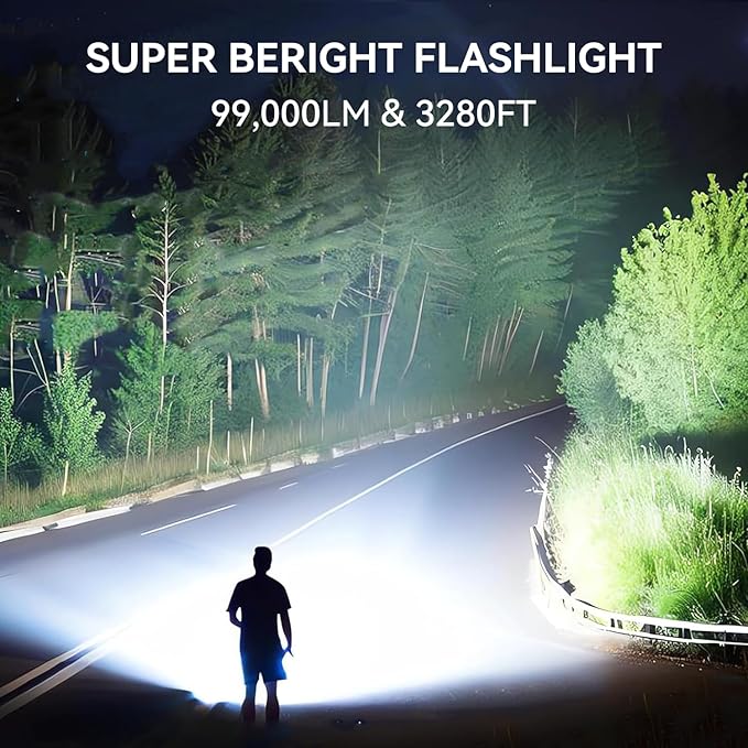 Lylting 2 Pack Rechargeable LED Flashlights High Lumens, 99,000LM Super Bright Adjustable Flashlight with USB Cable & 5 Modes, Waterproof Handheld Flashlight Powerful Flash Light for Home Camping