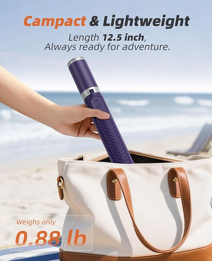Vimose Phone Tripod & Selfie Stick with Remote, Portable, Lightweight for Video Recording Vlog, Extendable Travel Tripod Stand Compatible with iPhone Android, Purple, 62"