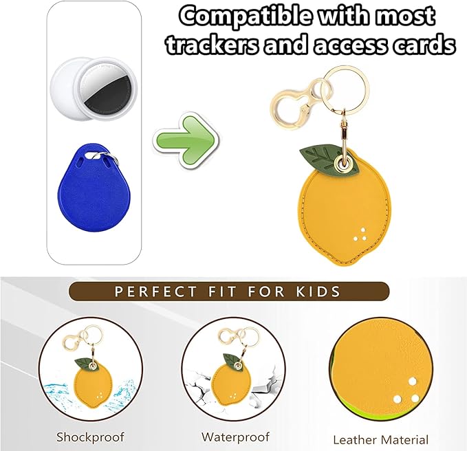 Leather Keychain Holder Case Compatible with AirTag,Cute air tag Cover with Keychain Ring,GPS Tracker Case for Keys