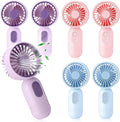 Rossesay 6 Pcs Mini Portable Fan Bulk Cute Handheld Lightweight Small Little Personal Hand Eyelash Fan 3 Speeds USB Rechargeable for Women Men Indoor Outdoor Makeup Travel (Blue,Pink,Purple)