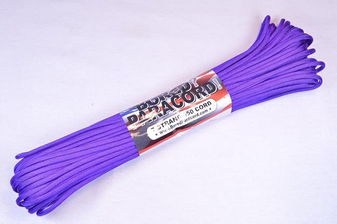 BORED? PARACORD! 550 lb Paracord – Ideal for Crafting, DIY Projects, Camping, Military & Active Outdoors – 300+ Colors – Tactical Parachute Cord Type III – Strong - Acid Purple 50 Feet