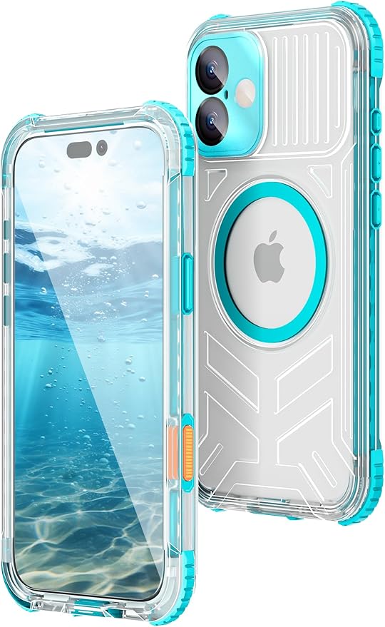 WIFORT for iPhone 16 Waterproof Case, [IP68 Underwater] [Blue Light Filter Lens] [15FT Military Shockproof], Fit for Magsafe Full Body Magnetic Frosted Phone Case with Lanyard, 6.1" Teal