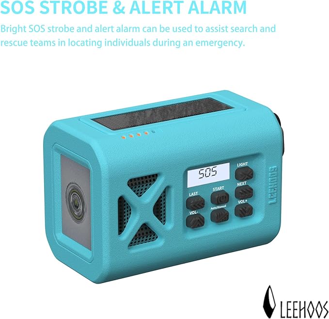 【2025 Newest】 Emergency Crank Weather Radio, NOAA/AM/FM Portable Solar Radio, USB Charged, Battery Powered, Hand Crank, SOS Alarm, Flashlight (Sky Blue)