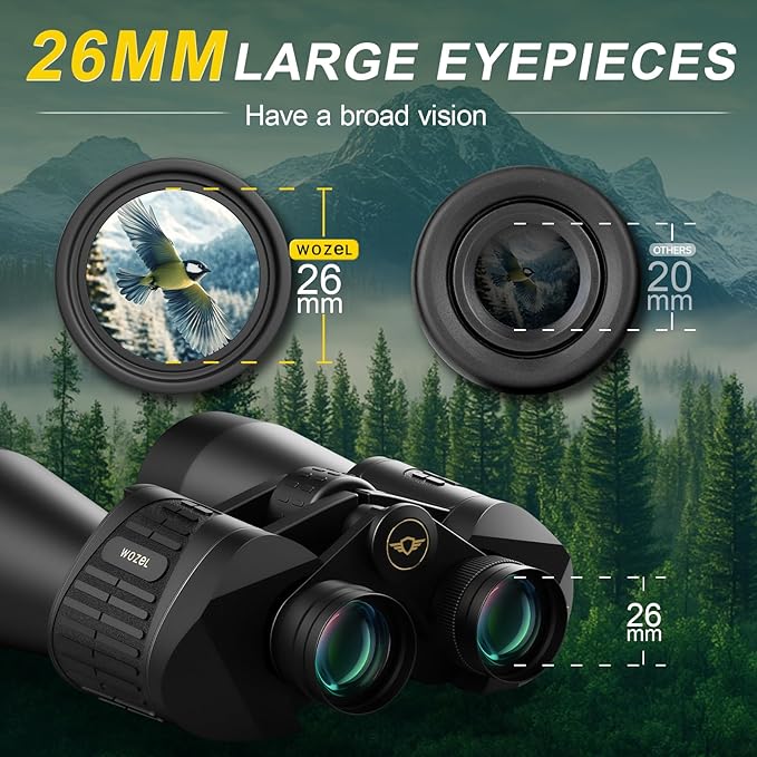 20x70 Binoculars for Adults High Powered - WOZEL HD Bird Binoculars with Clear Low Light Vision - Powerful Binocular for Bird Watching Hunting Travel Outdoor Hiking - Christmas Birthday Gifts for Men