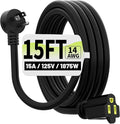 Vockjour 15 FT Black Low Profile Flat Plug 14 Gauge Heavy Duty Extension Cord, 14AWG 3-Wire Grounded Appliance Extension Cord, 15A/125V/1875W SJTW ETL Listed Power Cord