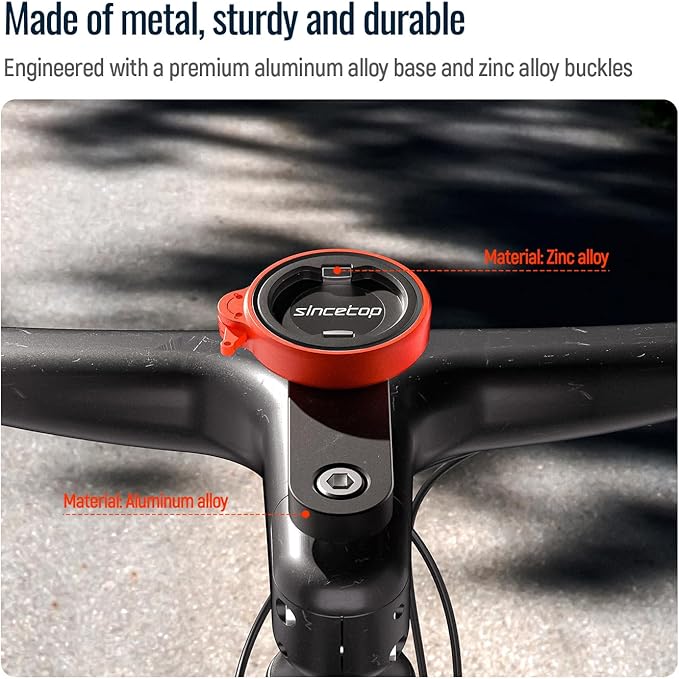 sincetop Bike Phone Mount,Mountain Bicycle Stem Cap Phone Holder,Universal Aluminum Handlebar Phone Clamp,MTB Road Bike Cycling Mobile Phone Clip,Quick Attach/Release-Orange【Series C-1st Gen】