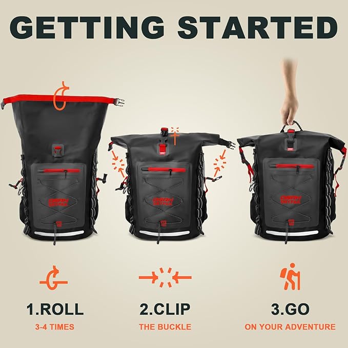 OSAH DRYPAK Waterproof Backpack Dry Bag 25L/35L/55L/85L – Heavy Duty Roll-Top Hiking Backpack Sack Keeps Gear Dry for Travel, Kayaking, Boating, Camping, Rafting and Fishing