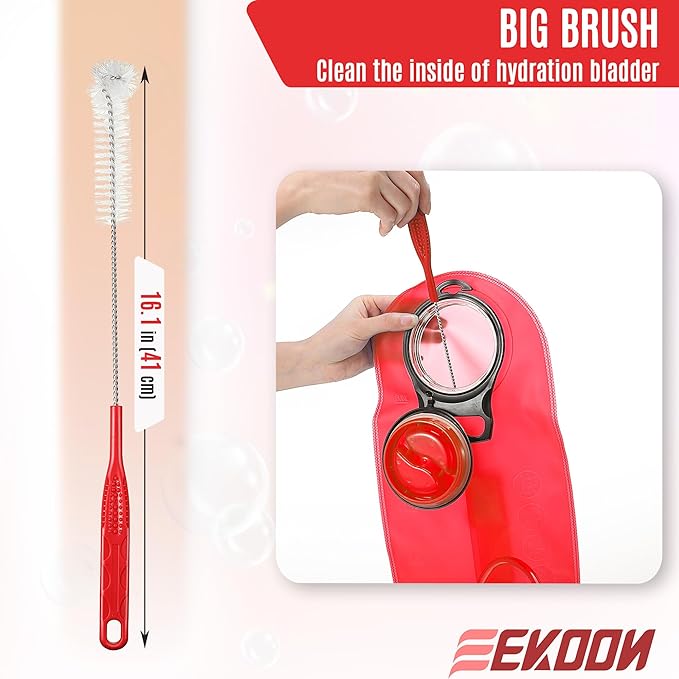 Feekoon Reservoir Hydration Bladder Cleaning Kit, Water Bladders Cleaner Set Includes Brushes, Drying Collapsible Frame and Carrying Bag, Water Reservoir Cleaning Tools for Hydration Backpack