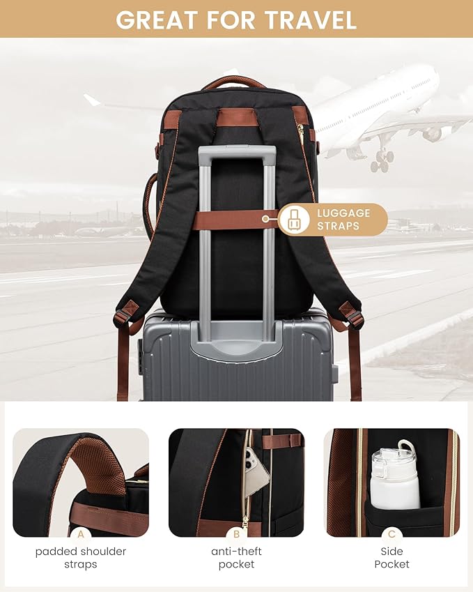 LOVEVOOK Travel Essentials Carry on Backpack 50L Travel Backpack for Women Men,Waterproof TSA Personal Item Travels Bag Airline Flight Approved,Large Carry on Luggage Laptop Backpack with Packing Cube