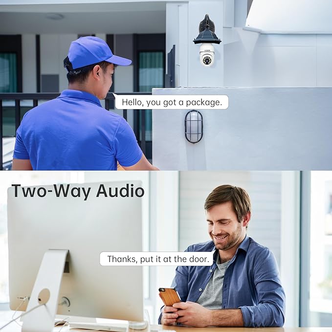 WESECUU 3K Light Bulb Security Camera -5G& 2.4GHz WiFi Security Cameras Wireless Outdoor Motion Detection and Alarm,Two-Way Talk,Color Night Vision,Human Detection, 500MP Ultra HD