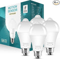 Motion Sensor Light Bulbs Dusk to Dawn 13W 100W Equivalent 1100lm Movement Activated Security LED Light Bulb 2700K Warm White, Auto On Off for Porch Garage Basement Hallway Closet, 4 Pack
