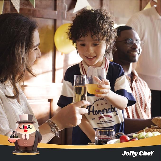 JOLLY CHEF 24 Pack 16oz Plastic Wine Glasses Stemless, Disposable Wine Cups, Premium Quality, Recyclable, Unbreakable, Ideal for Wedding, Birthday, Party, Christmas