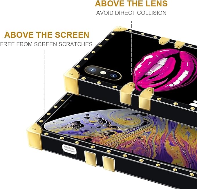 Compatible with iPhone Xs Max Case, Black White Red Slap Sexy Luxury Golden Decoration for Girl Women Soft TPU Shockproof Protective Hard PC Back for iPhone Xs Max