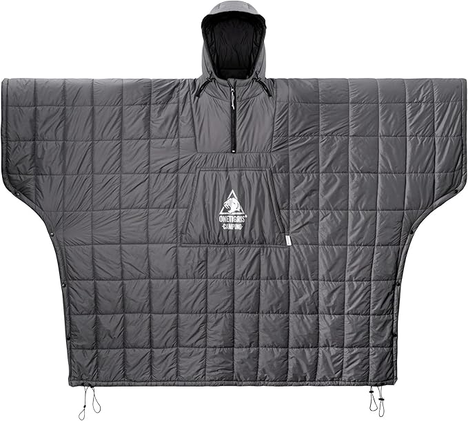 ONETIGRIS Camping Blanket Poncho with with Recycled Synthetic Insulation,Wearable Hoodie Blanket | Ultralight Water-Resistant Warm Camping Blanket for Outdoor, Hiking, Stadium